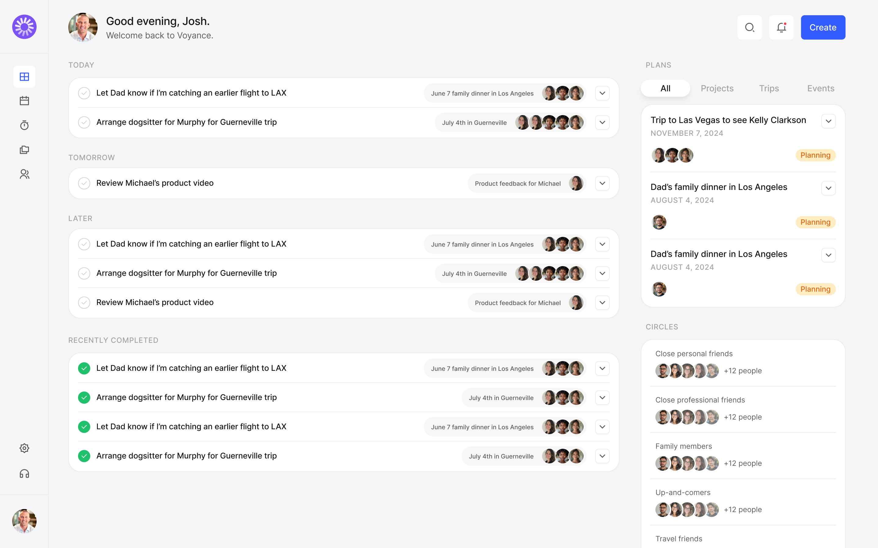 Voyance contacts home screen