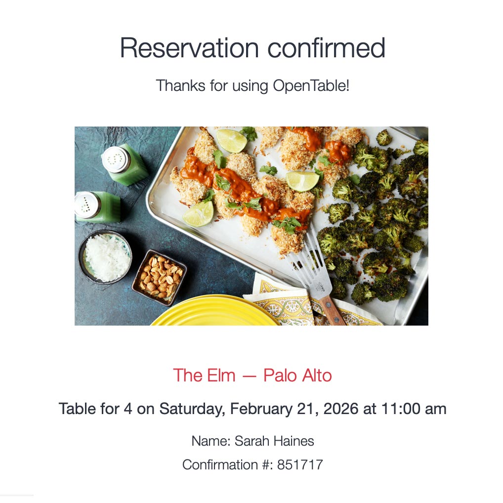 Reservation confirmation