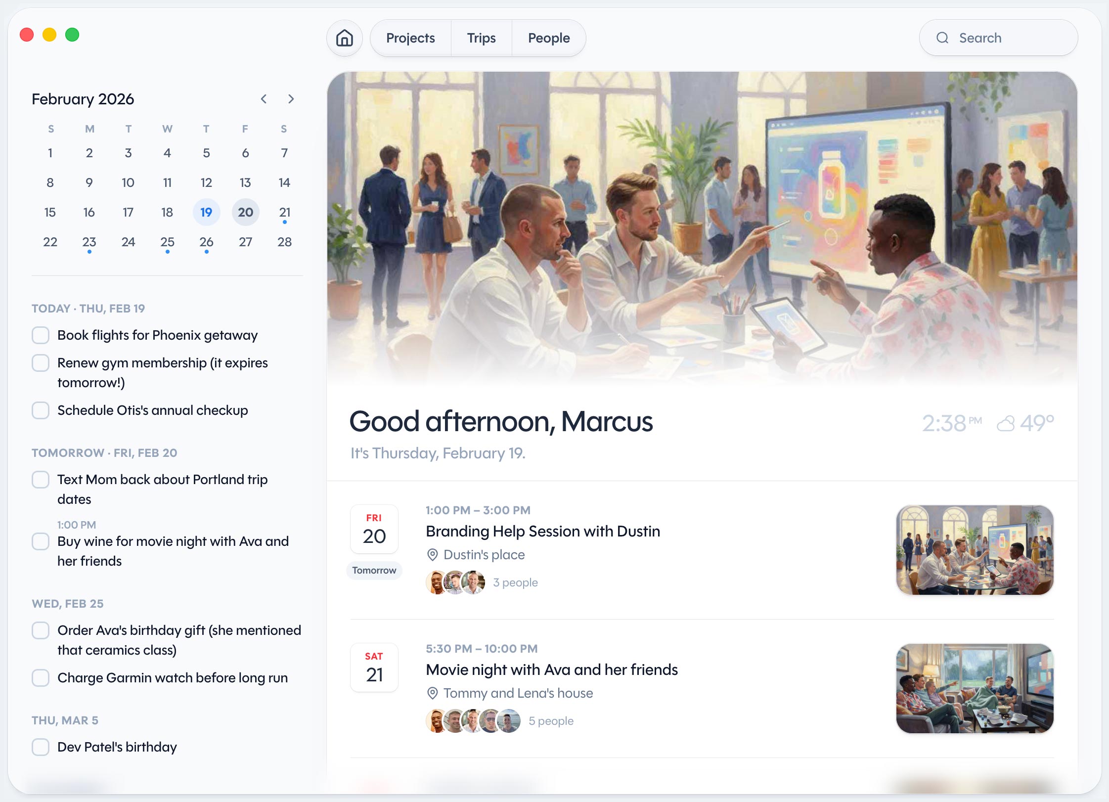 Voyance contacts home screen